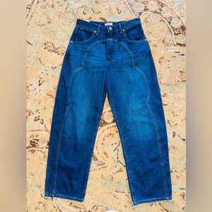 NWT Wrangler 30 x 28 Curved Seam Barrel Leg Wide Jeans High Rise Western Cowboy